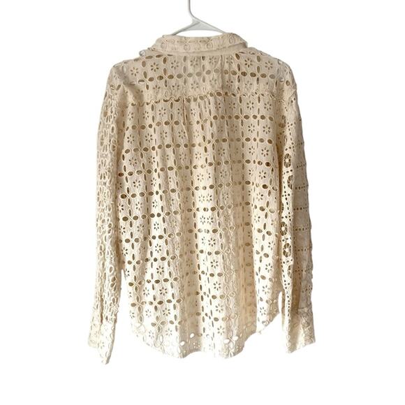 Free People Yesenia Shacket Meridian Moon Lace Eyelet Cream size XL - Picture 5 of 9